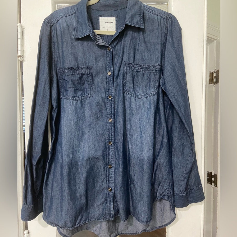 Sonoma the everyday shirt, blue, size L, barely worn